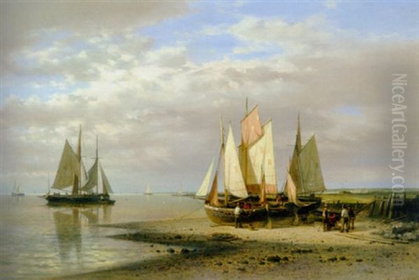 Shipping At Low Tide In A Calm Estuary - view 1