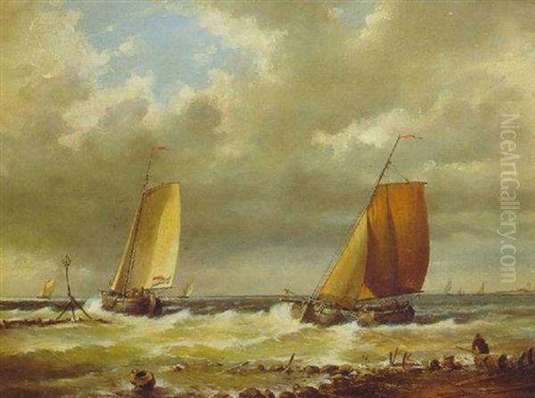 Hollandische Fischerboote Vor Der Kuste - view 1