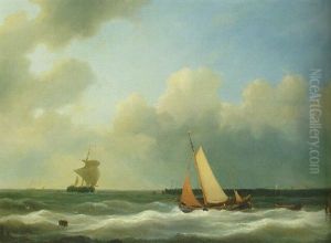 A Fishing Trawler Heading For Sea On A Breezy Day by Abraham Hulk the Elder