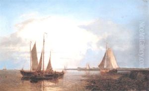 Shipping In An Estuary At Dusk by Abraham Hulk the Elder