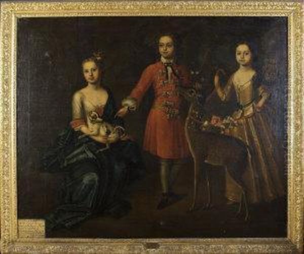 A Conversation Portrait Of The Children, William, Elizabeth And Margaret King, Of James 4th (last) Baron Kingston Of Mitchelstown - view 1