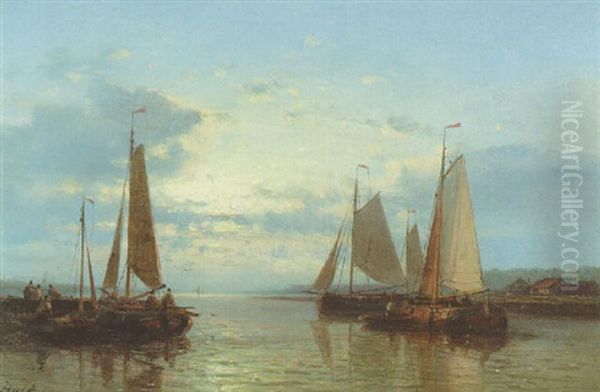 Sailing Vessels In A Calm Estuary - view 1