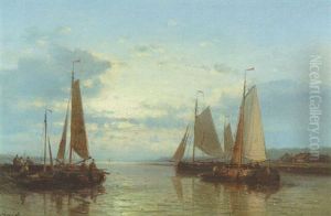 Sailing Vessels In A Calm Estuary by Abraham Hulk the Elder