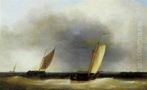 Marine Med Fiskerbade, Udfor En Mole