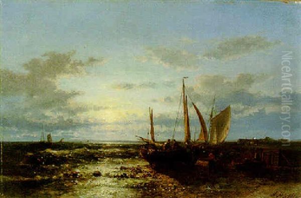 Fishermen At Sunset - view 1