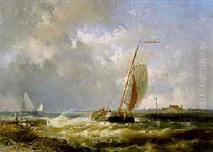 Fishing Boats In A Stiff Breeze by Abraham Hulk the Elder