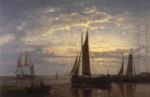 Zeilboten Bij Kalme Zee by Abraham Hulk the Elder