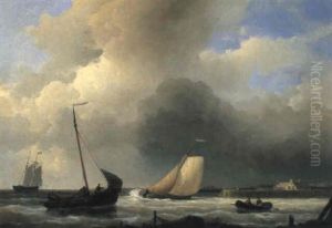 Sailing Vessel At The Mouth Of A River by Abraham Hulk the Elder