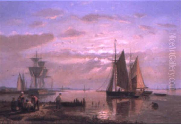 Fisherfolk On The Banks Of An Estuary - view 1