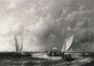 Hollandische Fischerboote Auf Bewegter See by Abraham Hulk the Elder