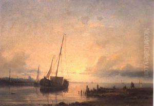 Sailing Vessels In An Estuary by Abraham Hulk the Elder
