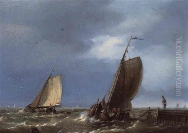 Dutch Scows Putting Out To Sea - view 1
