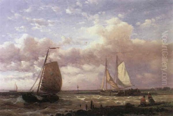 A Coastal Scene With Fishing Boats - view 1
