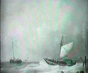 Fishing Boats Off A Harbour by Abraham Hulk the Elder