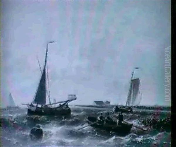 Fishermen In A Rowing Boat And Other Vessels Setting (+ Off From The Coast Morning; 2 Works) - view 1
