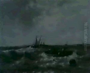 Marine Mit Fischkuttern Und Ruderbooten In Leicht Bewegter See An Der Themsemundung
