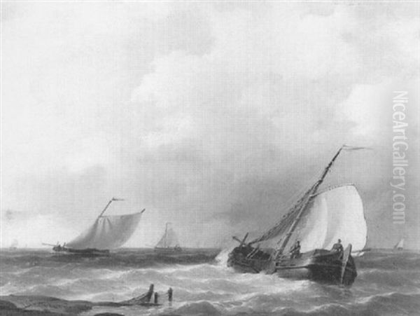 Dutch Barges In Choppy Waters - view 1