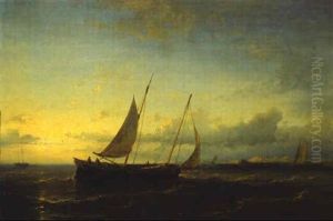 Segelschiff In Der Abenddammerung by Abraham Hulk the Elder