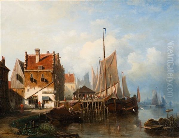 Activity At The Moored Boats In The City Harbour - view 1