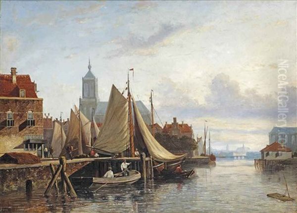 Figures On A Busy Quay, Haarlem - view 1