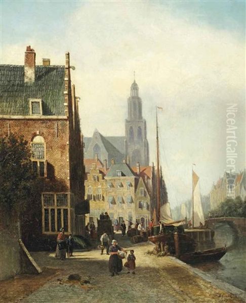 Daily Activities On A Quay In A Dutch Town - view 1