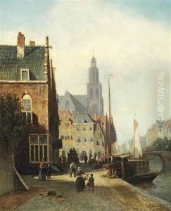 Daily Activities On A Quay In A Dutch Town