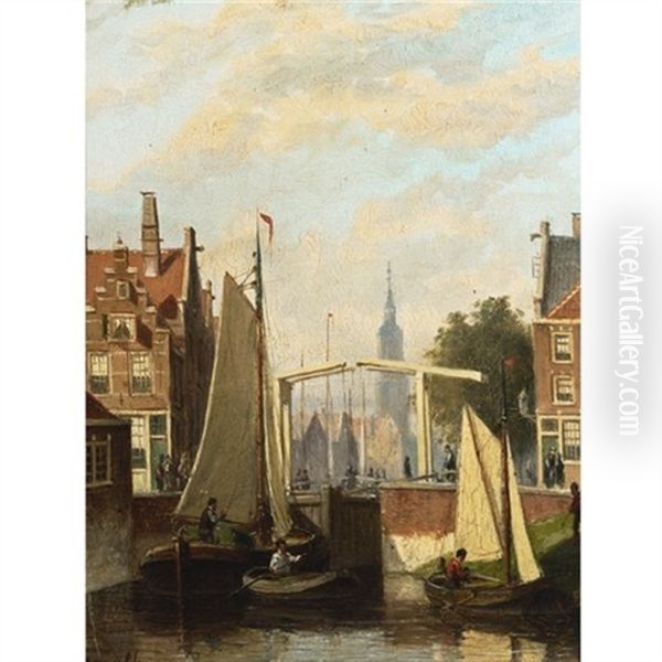 Boats On A Canal In A Dutch Town - view 1