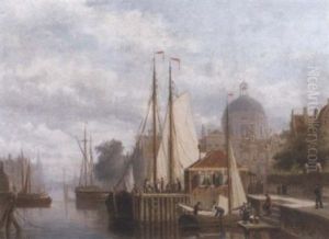 A Capriccio View Of Amsterdam by Johannes Frederik Hulk, Snr.