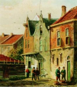 A Street Scene With Villagers