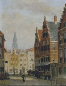 Hollands Straatgezicht Met Figuren Hollands Straatgezicht Met Figuren