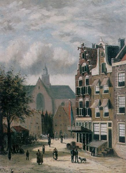 Figures In The Streets Of A Dutch Town - view 1