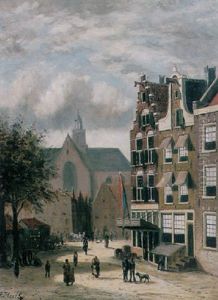Figures In The Streets Of A Dutch Town