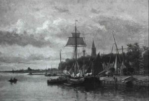 View Of A Town Along A River View Of A Town Along A River