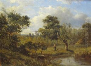 Wooded Landscapes With Figures On Paths (pair) by Abraham Hulk the Younger