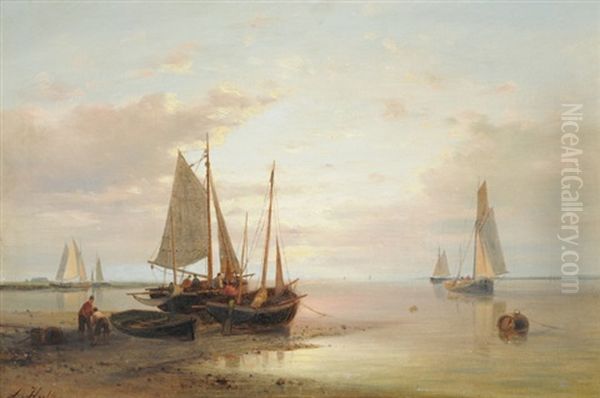 Abendstimmung Mit Segelbooten Und Fischern Am Ufer - view 1