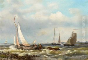 Fischerboote Im Wind Vor Der Kuste by Abraham Hulk the Younger