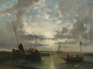 Aufliegende Fischerboote Bei Ebbe An Der Kuste by Abraham Hulk the Younger