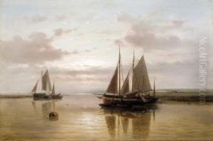 Shipping In A Calm At Sunset
