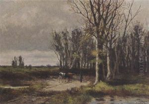 A Shepherd With His Herd In Alburry Park, Surrey by Abraham Hulk the Younger