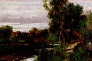 Fluslandschaft Am Rande Des Dorfes Fluslandschaft Am Rande Des Dorfes