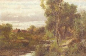 Woodgatherer Near A Pond In The Forest by Abraham Hulk the Younger