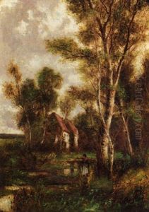 A Wooded Landscape With A Peasant Before A Cottage by Abraham Hulk the Younger