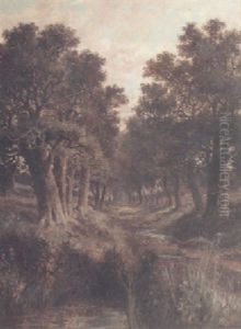 A Country Landscape With A Treelined Path And A Pond In The Foreground by Abraham Hulk the Younger
