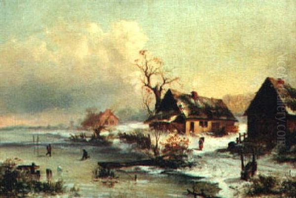 Winter Scene With Skaters - view 1