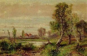 A Figure Sitting On A Bank Of A River