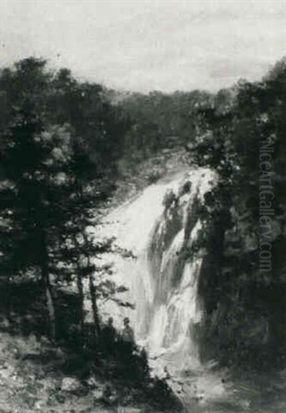 Figures By A Waterfall - view 1