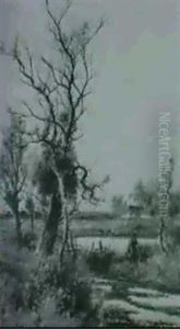 A Water Meadow With A Girl Resting Beneath A Tree;          A River Landscape With A Watercarrier On A Track