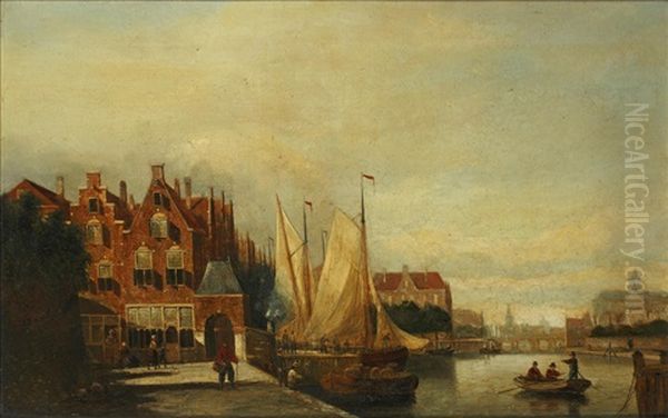 Dutch Townscape With River, And Companion - view 1
