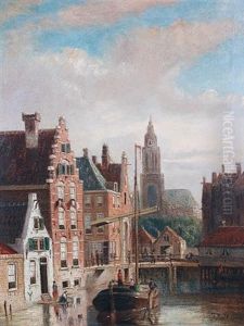 Dutch Canal Scenes (pair) by John Frederik Hulk the Younger