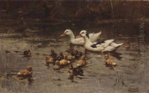 Ducks Having A Swim by John Frederik Hulk the Younger